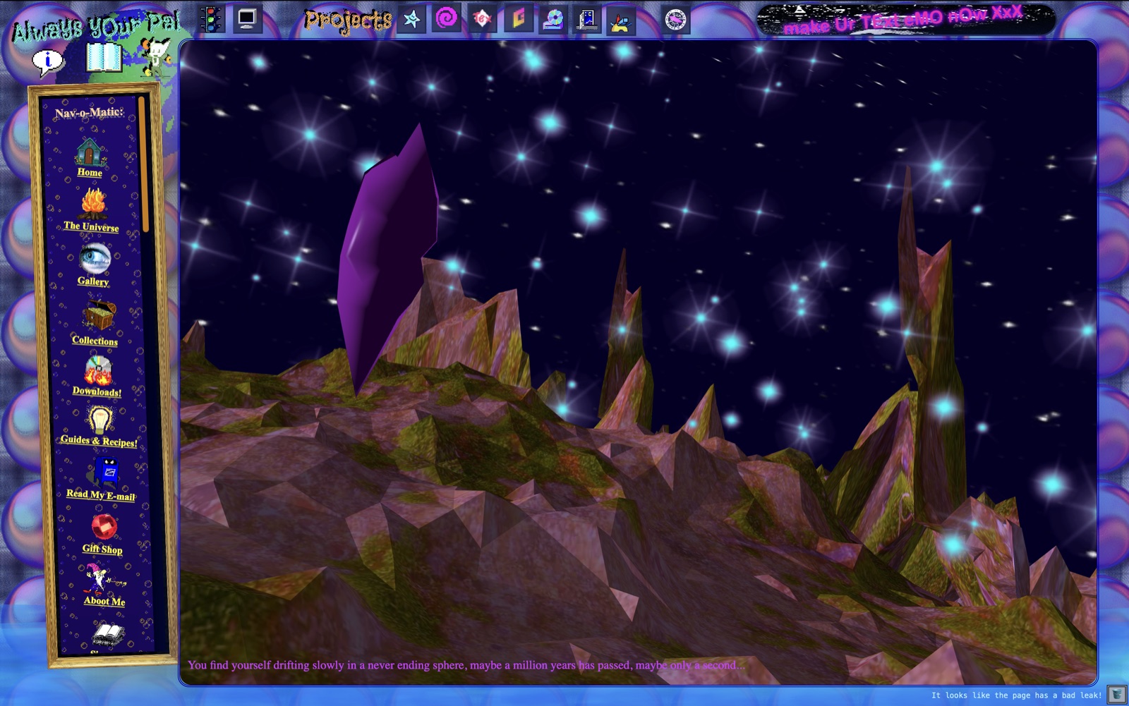 Screenshot of the star space, 2025