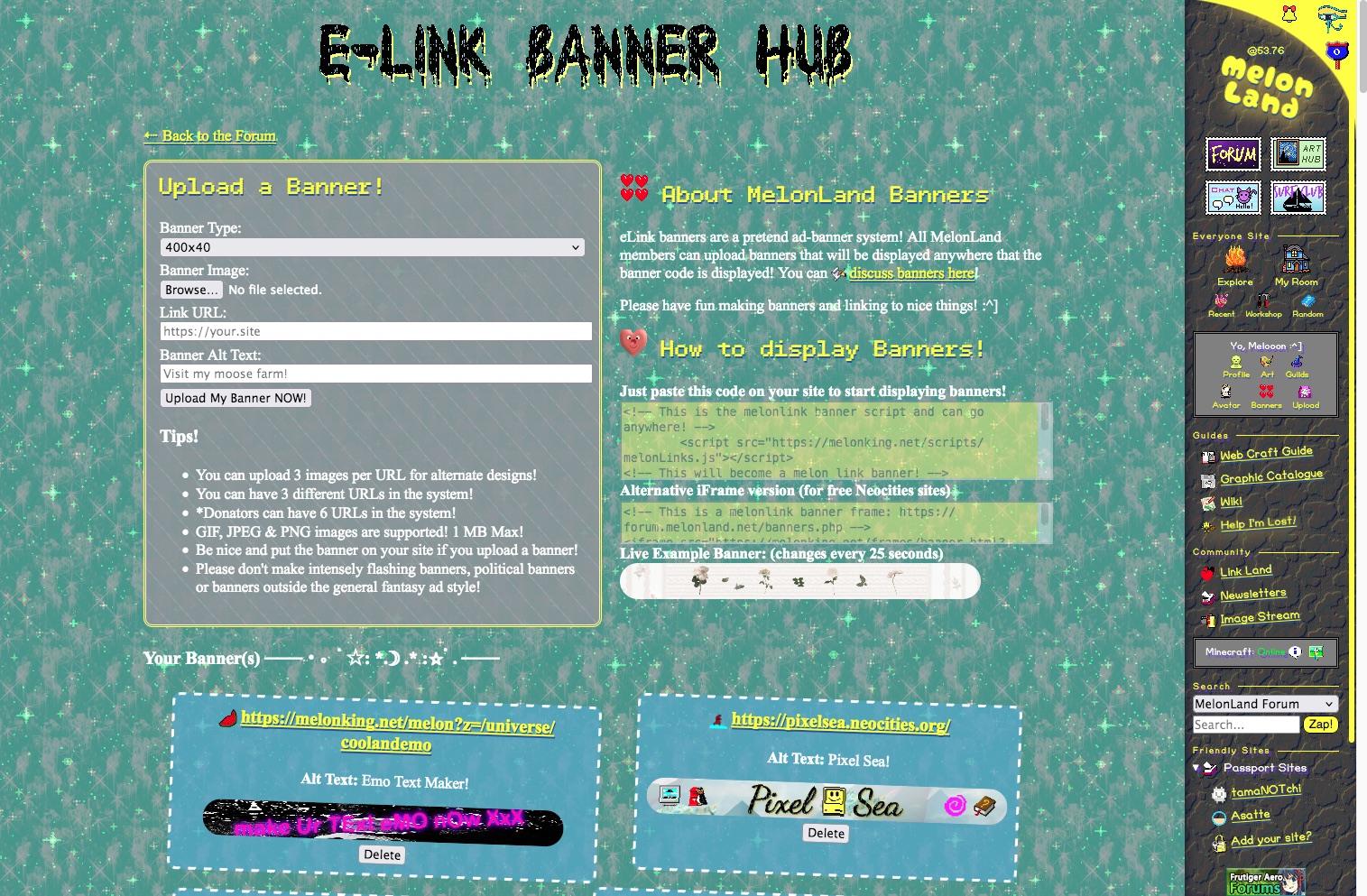 Screenshot of MelonLand banner club - 2026