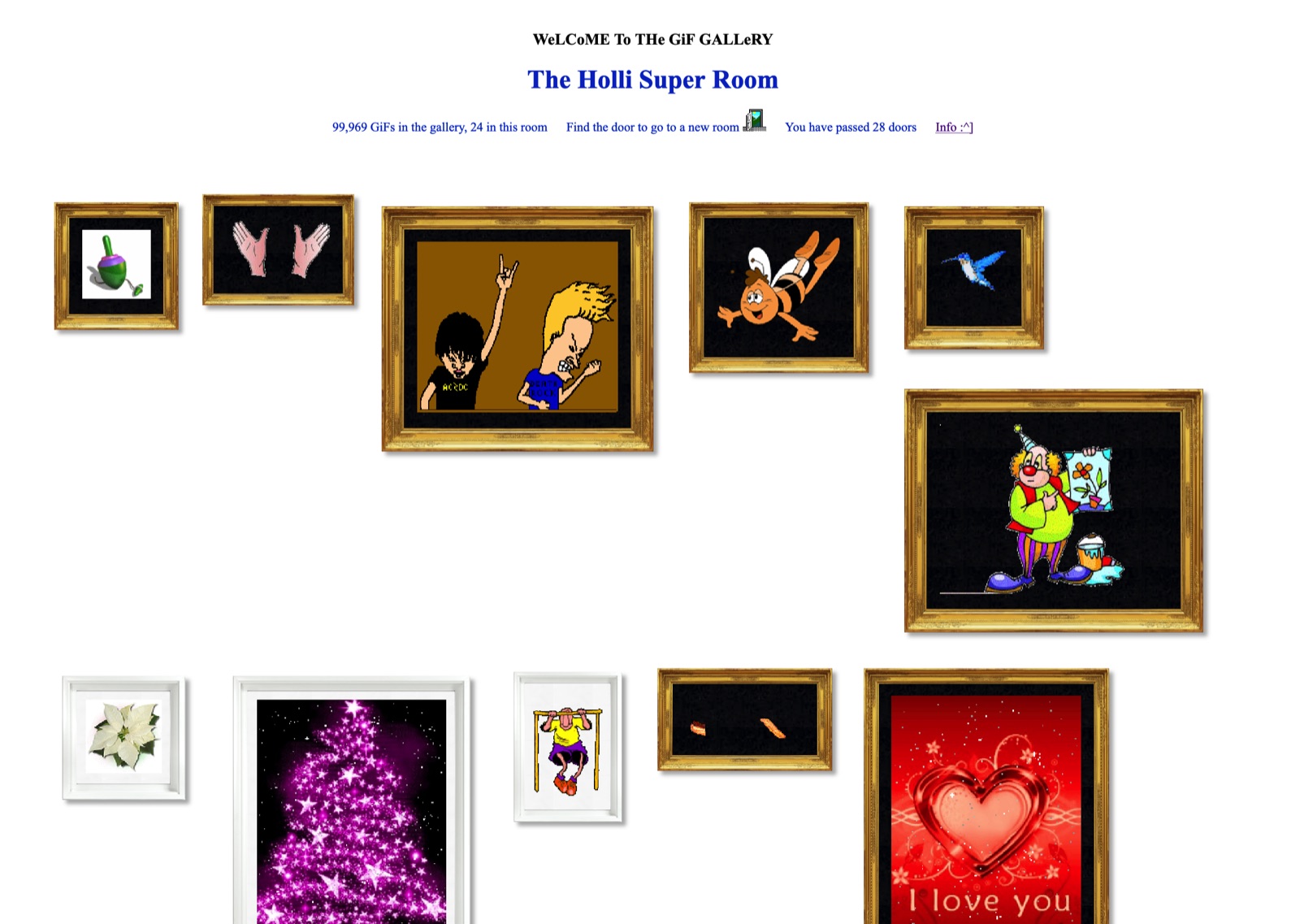 Screenshot of a randomly generated MoMG gallery room