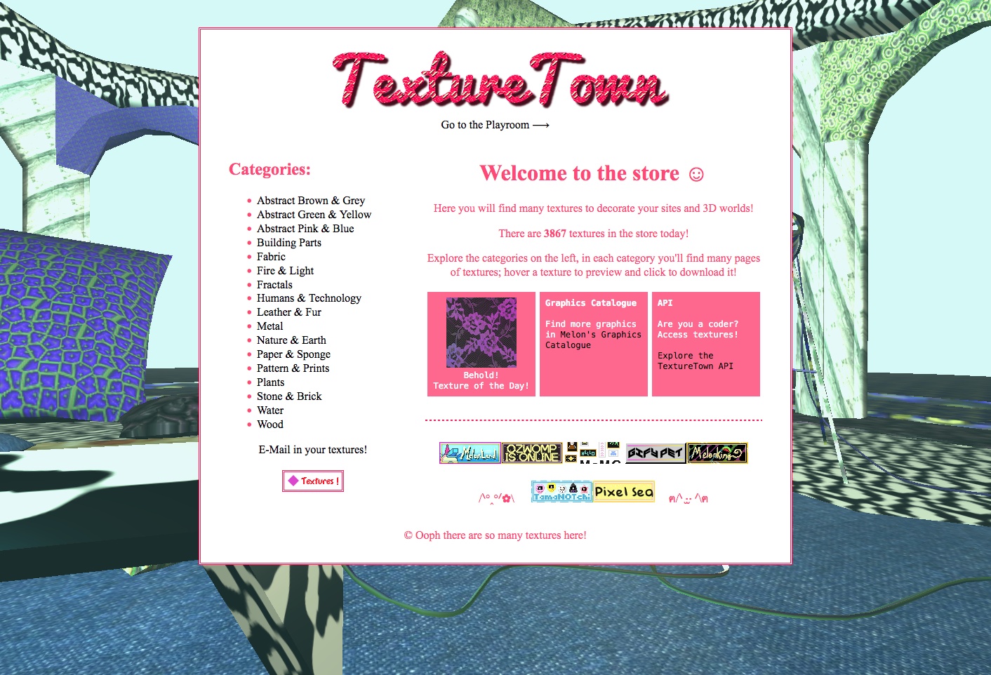 Screenshot of the TextureTown homepage - 2026