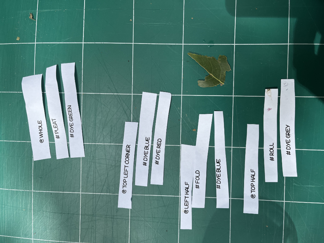 A tie-dye prompt assembled before use